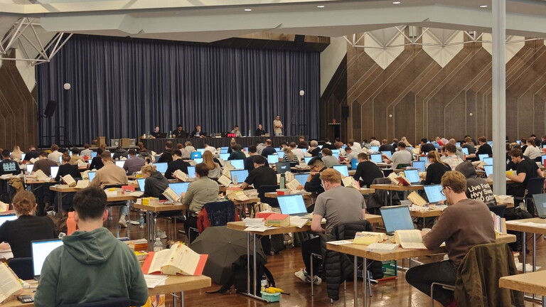 Exam candidates writing the 2026 tax advisor exam on laptops