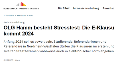 Beitrag: OLG Hamm besteht Stresstest: Die E-Klausur kommt 2024